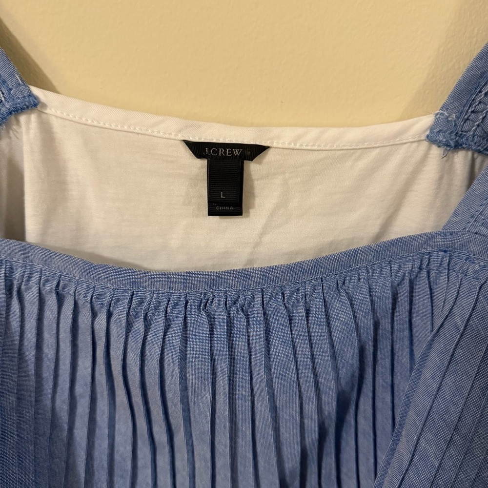 J Crew Womens Blue Sleeveless Tank Shirt Size Large Summer Beach Vacation - Picture 4 of 5